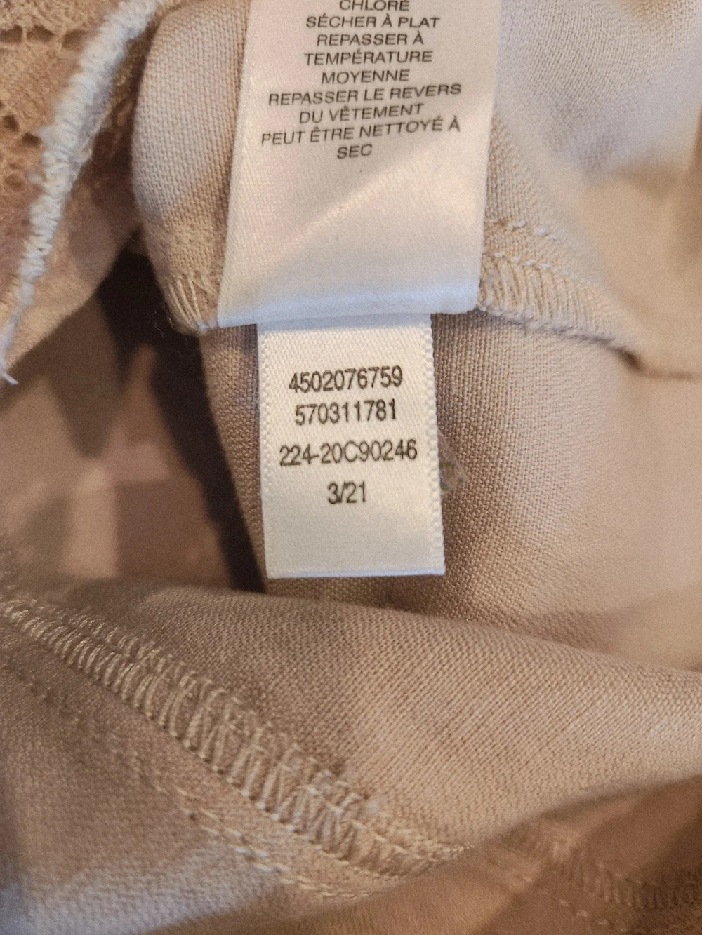Chico's Tan Linen Blend Lace Accent Utility Jacket Size M (1) Mandarin Collar